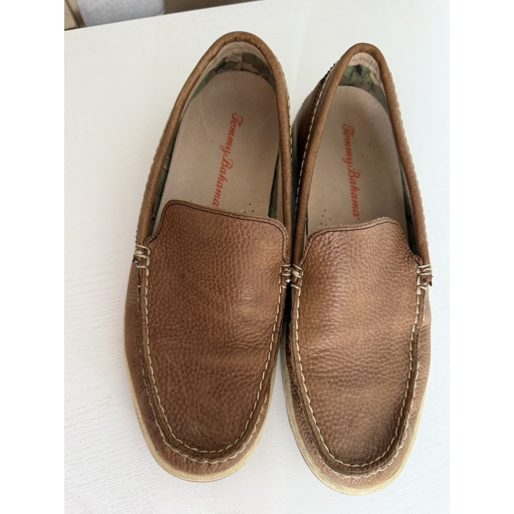 Tommy Bahama Alexander Slip On Loafers Shoes 10.5 M Brown Leather Preppy Neutral